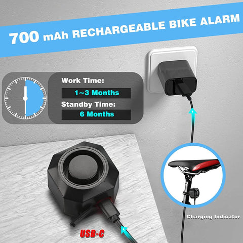 Image of Wsdcam Bike Alarm with Remote USB Rechargeable